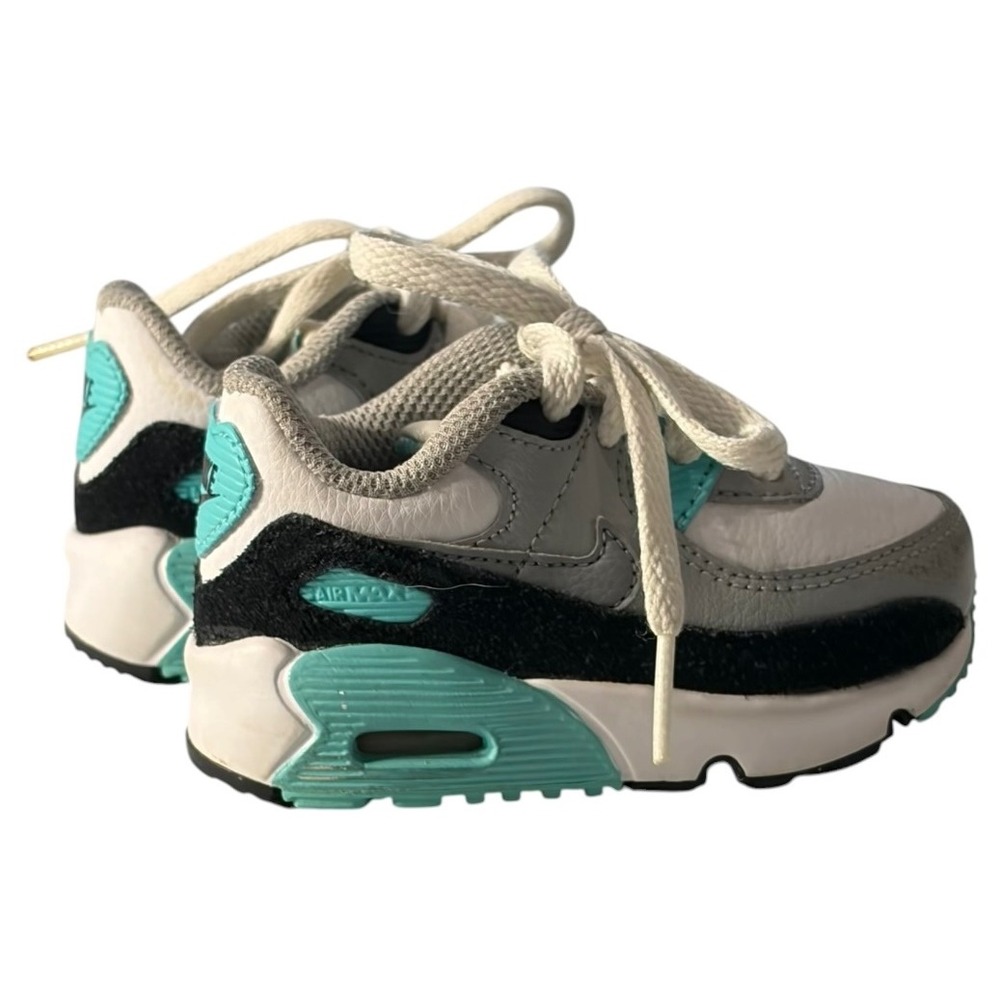 Nike Air Max 90 Toddler 4C White Aurora Green Grey CD6868-102 Sneaker‎